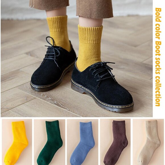 Multicolor Wool Sock for Women  5 Pairs Warm Thermal Winter Boot Socks Gift 5-10 - Picture 5 of 7